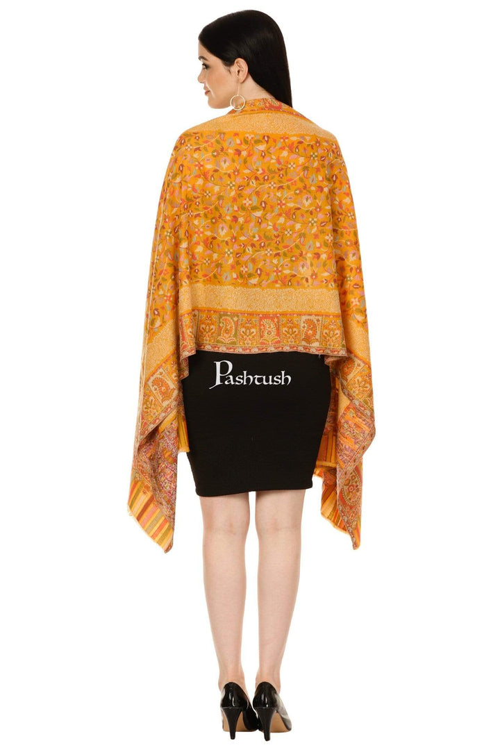 Pashtush Store Stole Pashtush Womens Woven Kaani Stole, Woollen, Faux Pashmina Stole, Bright Mustard