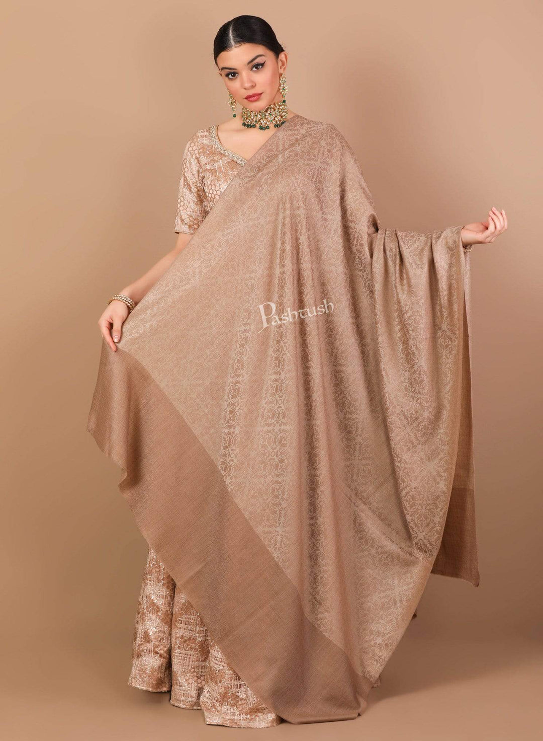 Pashtush Store Shawl Pashtush Womens Woven Paisley, Self Shawl, in Extra Soft Fine Wool, Large Wrap Size