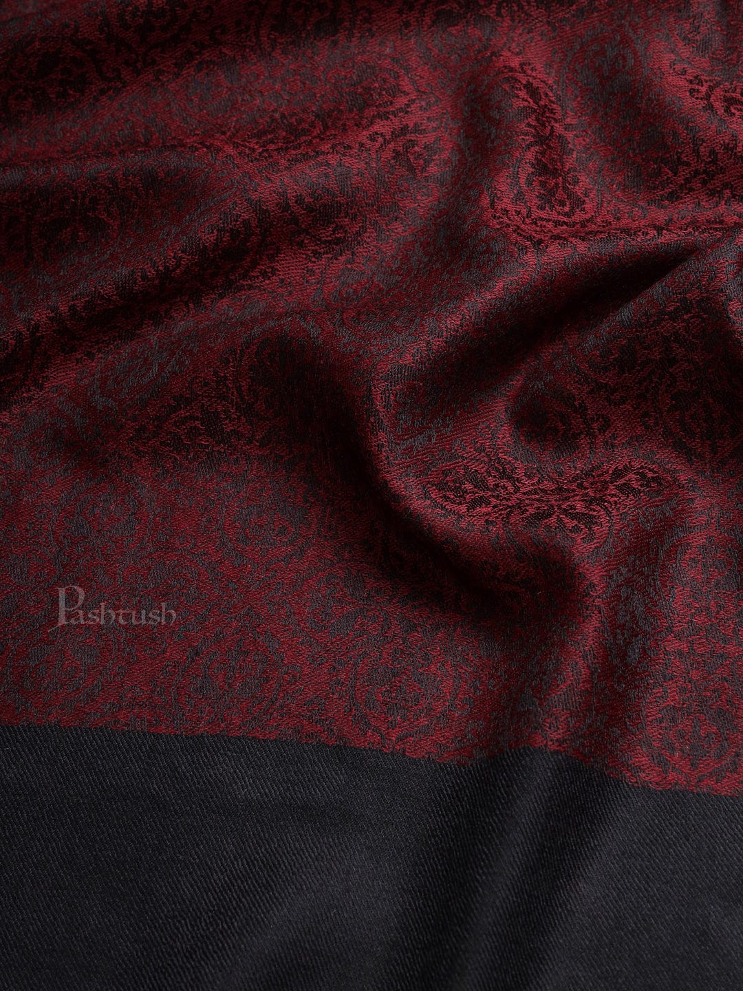 Pashtush India Womens Shawls Pashtush Womens Woven Paisley, Self Shawl, In Extra Soft Fine Wool, Large Wrap Size, Black