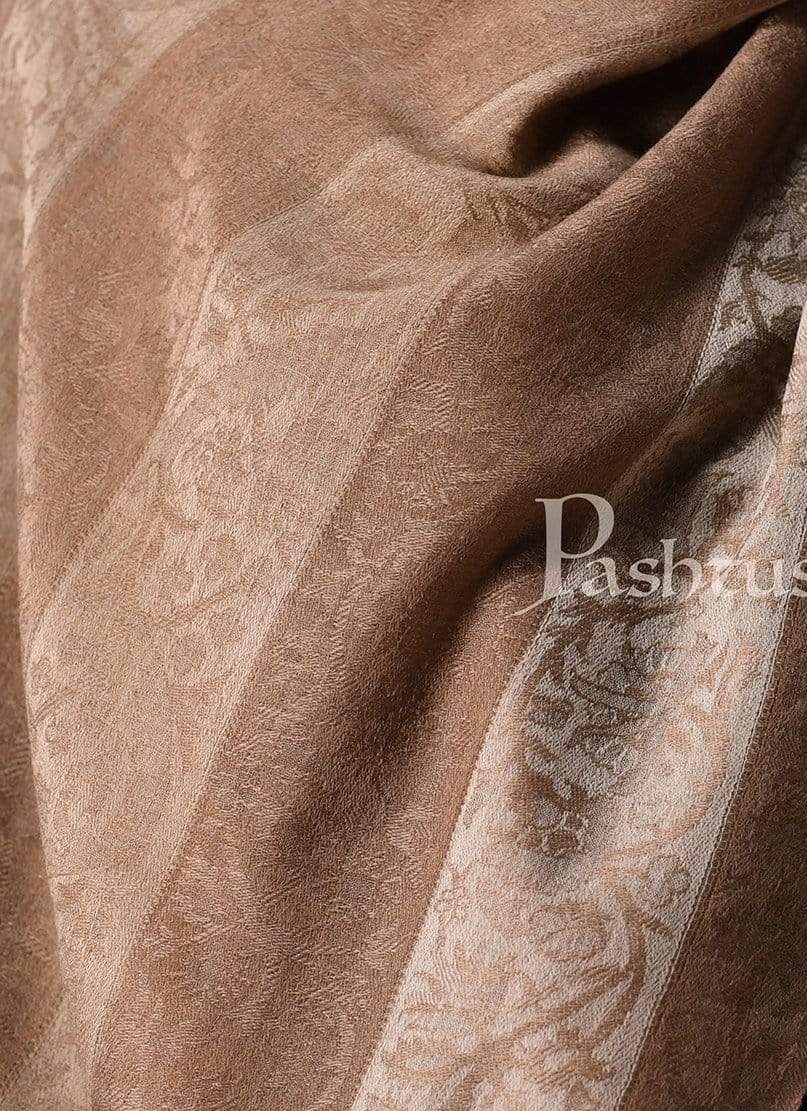 Pashtush India 70x200 Pashtush Woven Mens Stole, Subtle Striped Design, Mens Muffler, Warm Cashmere Feel (Beige)