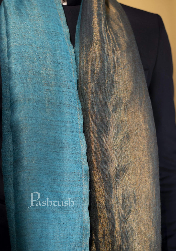 Pashtush India 70x200 Pashutsh Mens Twilight Collection, Reversible With Metallic Thread Weave, Fine Wool