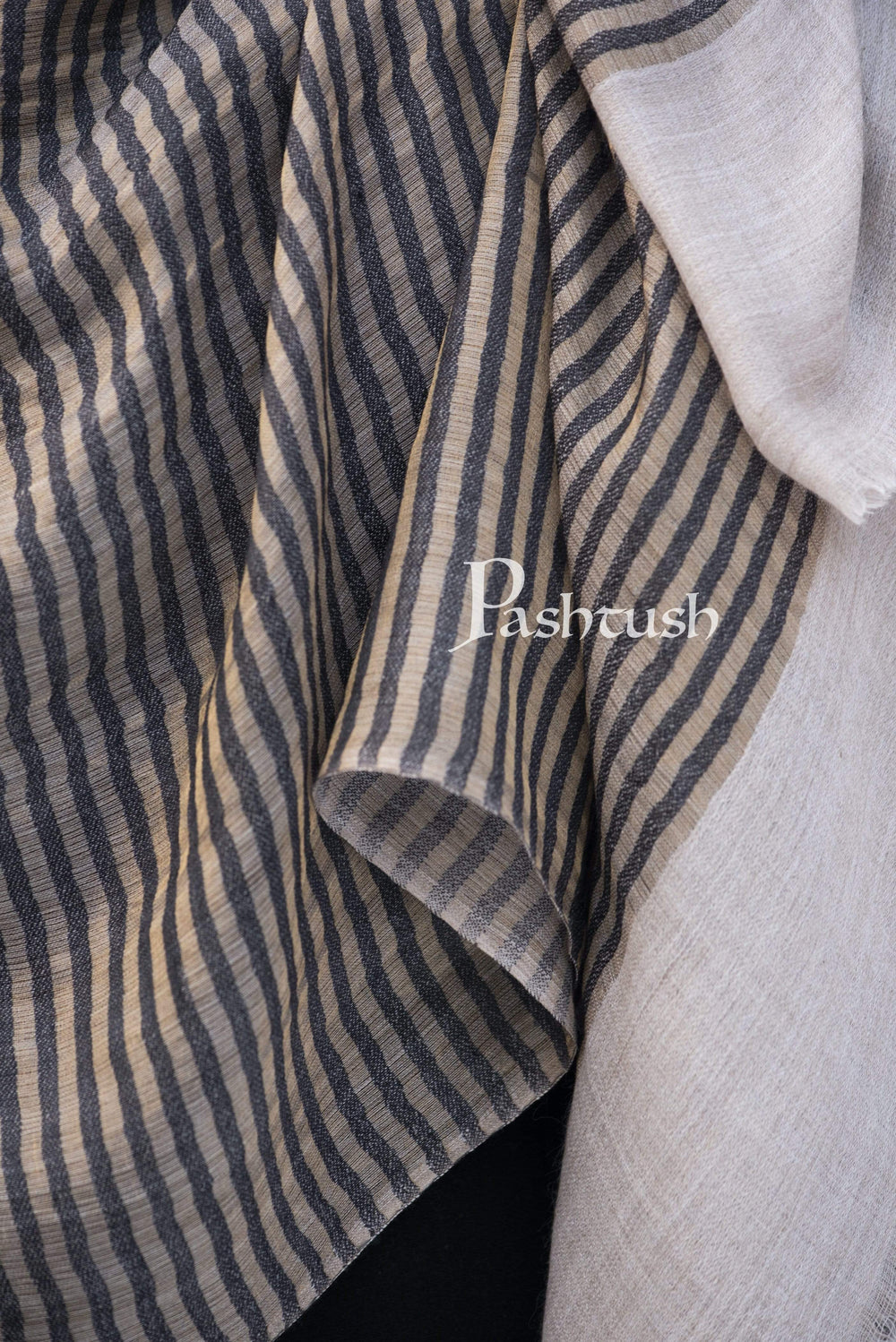 Pashtush India 70x200 Pashutsh Mens Twilight Striped Scarf, With Metallic Thread Weave