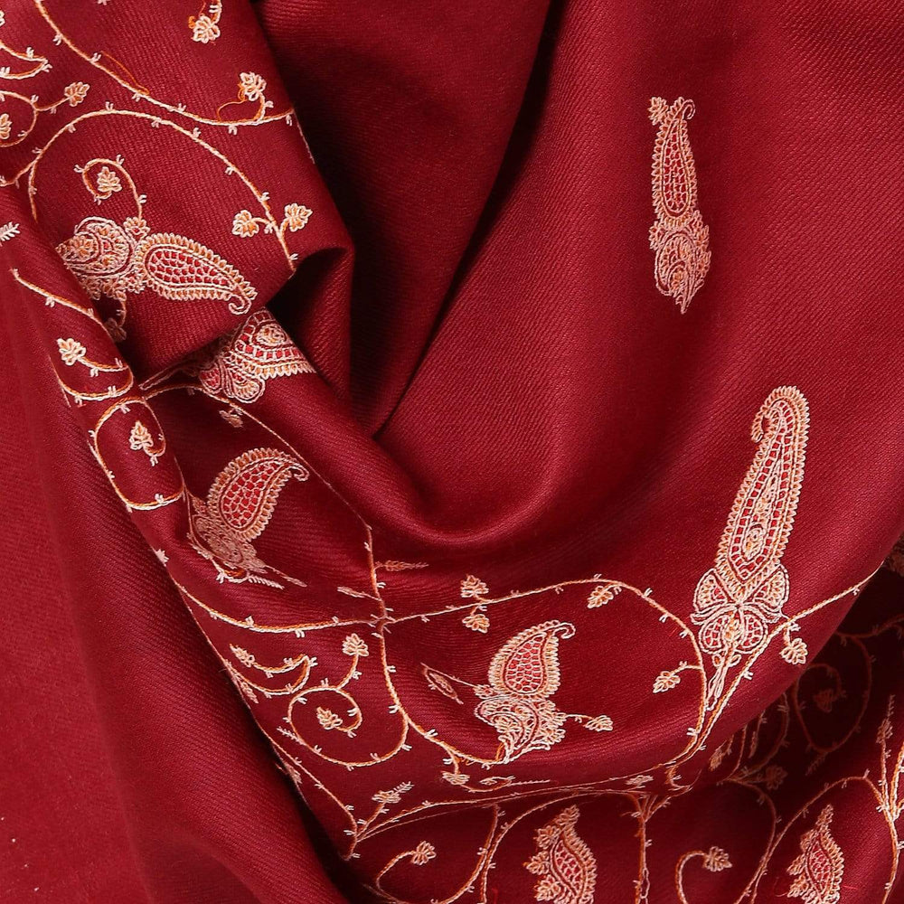 Pashtush India 100x200 Pashutsh Womens Kashmri Embroidery Shawl - Maroon