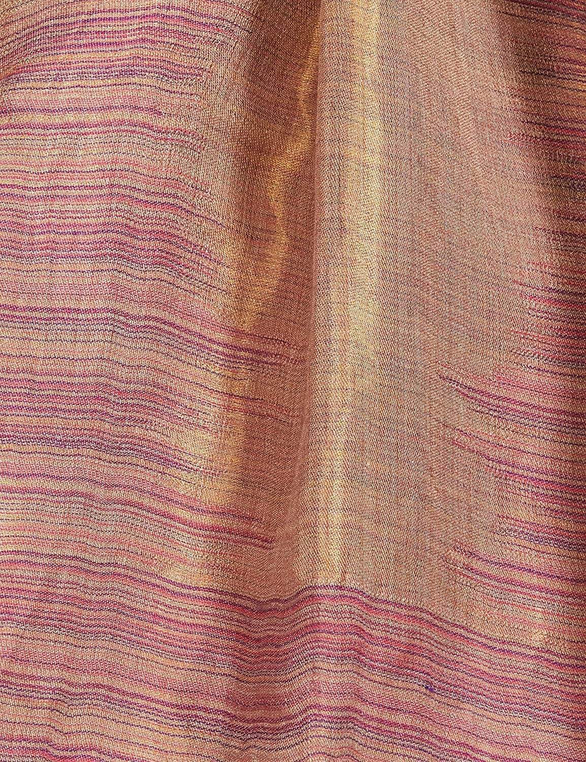 Pashtush India 70x200 Pashutsh Womens Twilight Striped Scarf, With Shimmery Zari Thread Weave, Reversible Pink