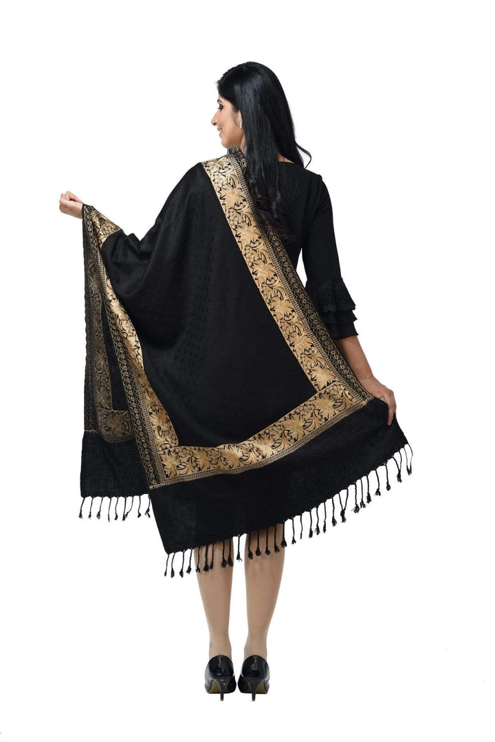 Pashwool 70x200 Pashwool Womens Emrbodiery Stole, With Tilla Embroidery Work, Daur Design