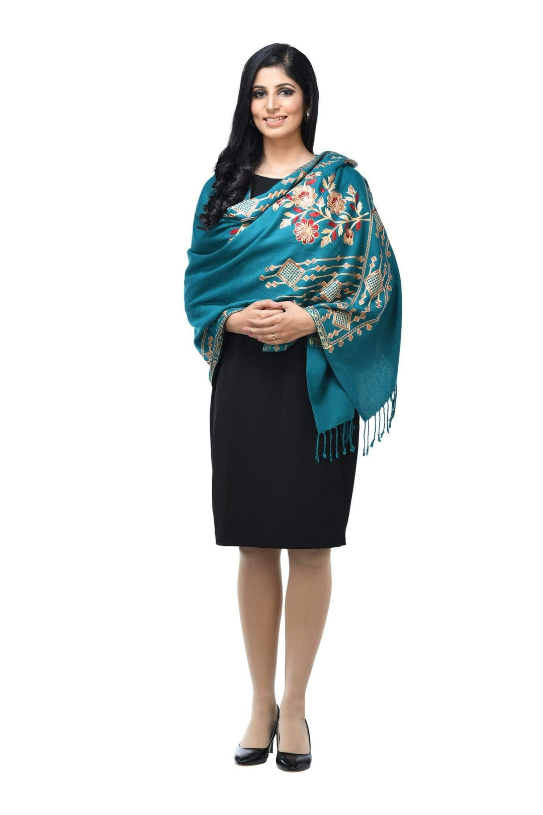 Pashwool 70x200 Pashwool Womens Kashmiri Embroidery Stole, Soft and Warm, Woollen Stole