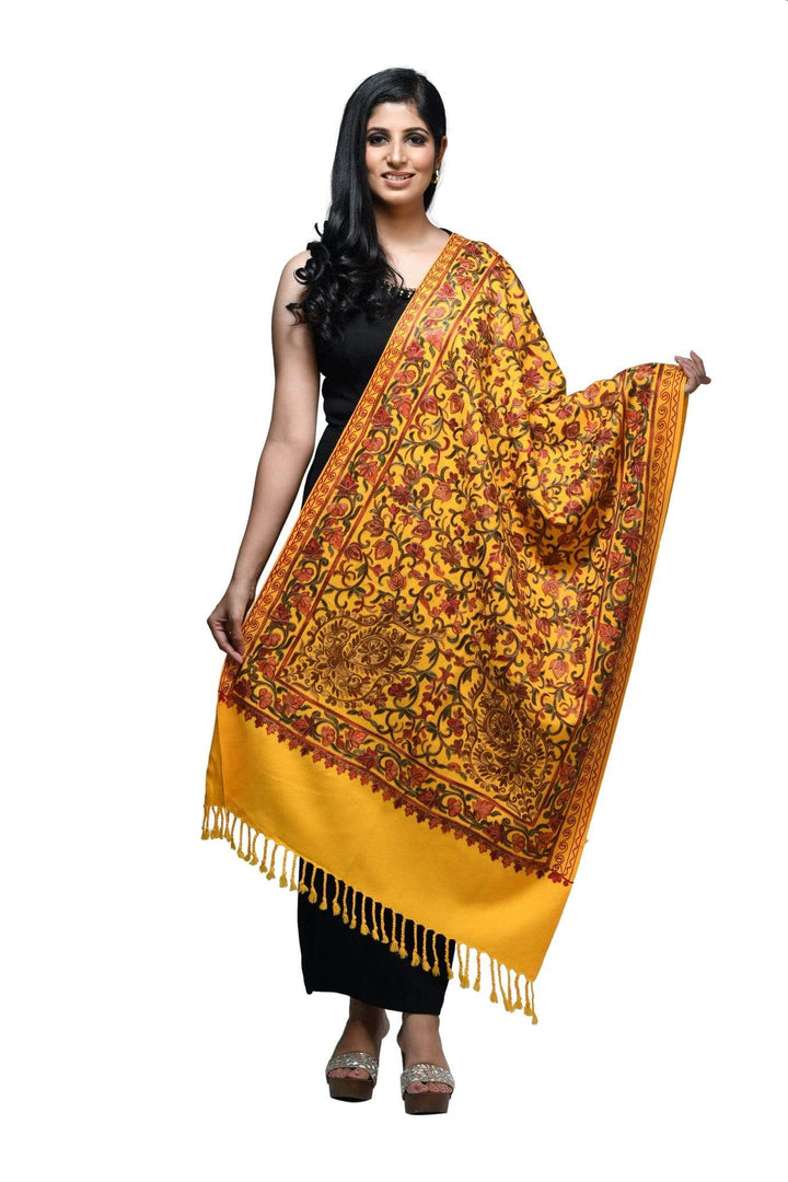 Pashwool 70x200 Pashwool Womens Kashmiri Embroidery Stole, Soft and Warm, Woollen Stole