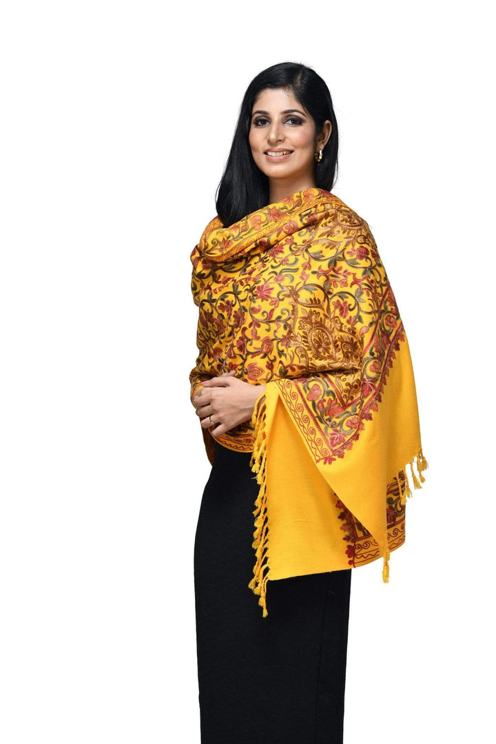 Pashwool 70x200 Pashwool Womens Kashmiri Embroidery Stole, Soft and Warm, Woollen Stole