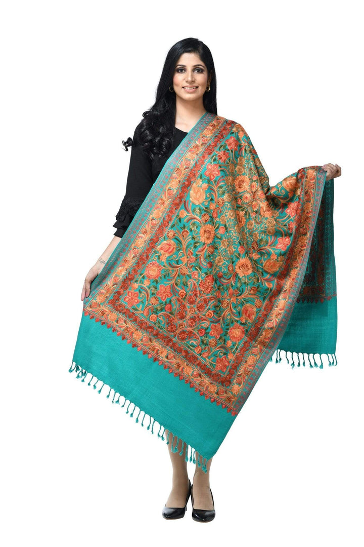 Pashwool 70x200 Pashwool Womens Kashmiri Embroidery Stole, Soft and Warm, Woollen Stole