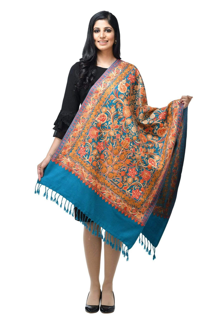 Pashwool 70x200 Pashwool Womens Kashmiri Embroidery Stole, Soft and Warm, Woollen Stole