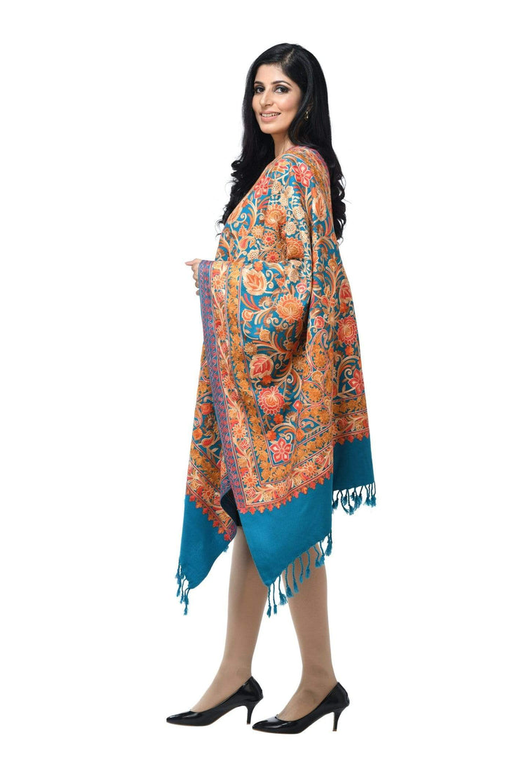 Pashwool 70x200 Pashwool Womens Kashmiri Embroidery Stole, Soft and Warm, Woollen Stole