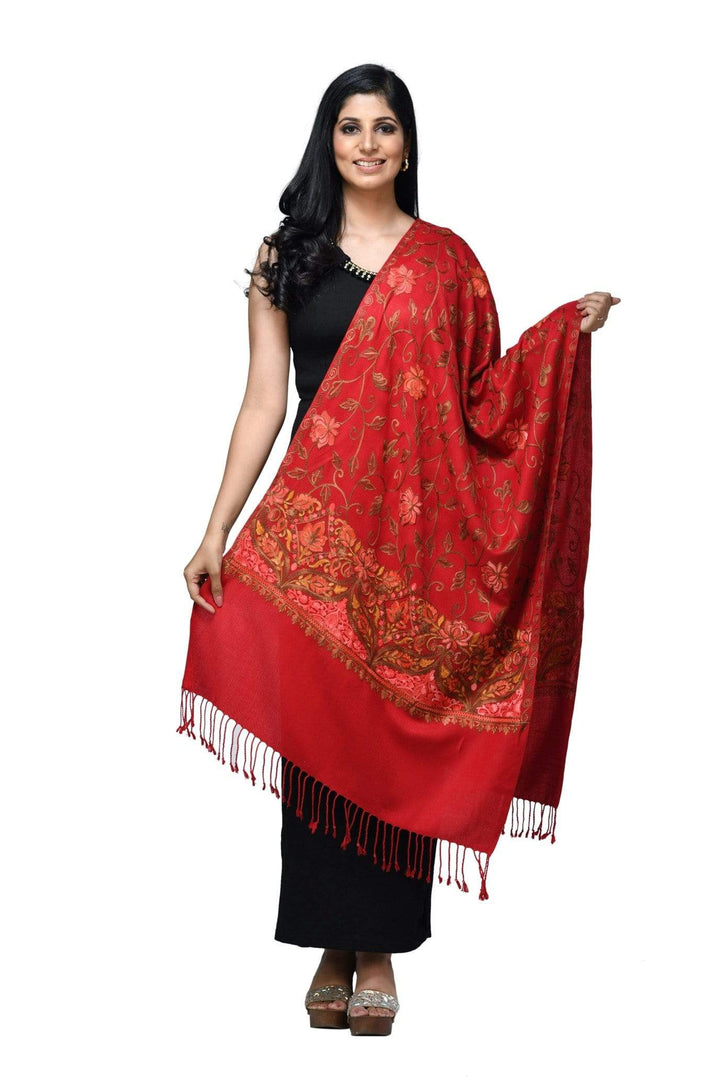 Pashwool 70x200 Pashwool Womens Kashmiri Embroidery Stole, Soft and Warm, Woollen Stole