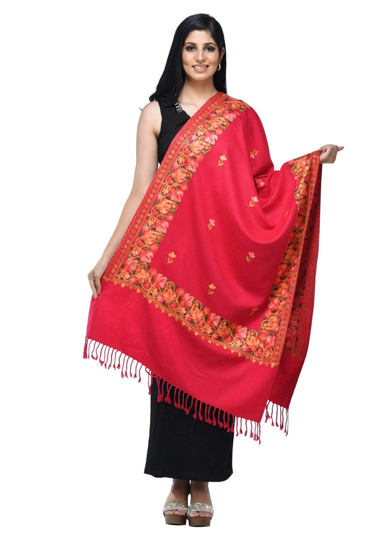 Pashwool 70x200 Pashwool Womens Kashmiri Embroidery Stole, Soft and Warm, Woollen Stole