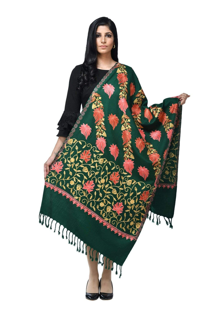 Pashwool 70x200 Pashwool Womens Kashmiri Embroidery Stole, Soft and Warm, Woollen Stole