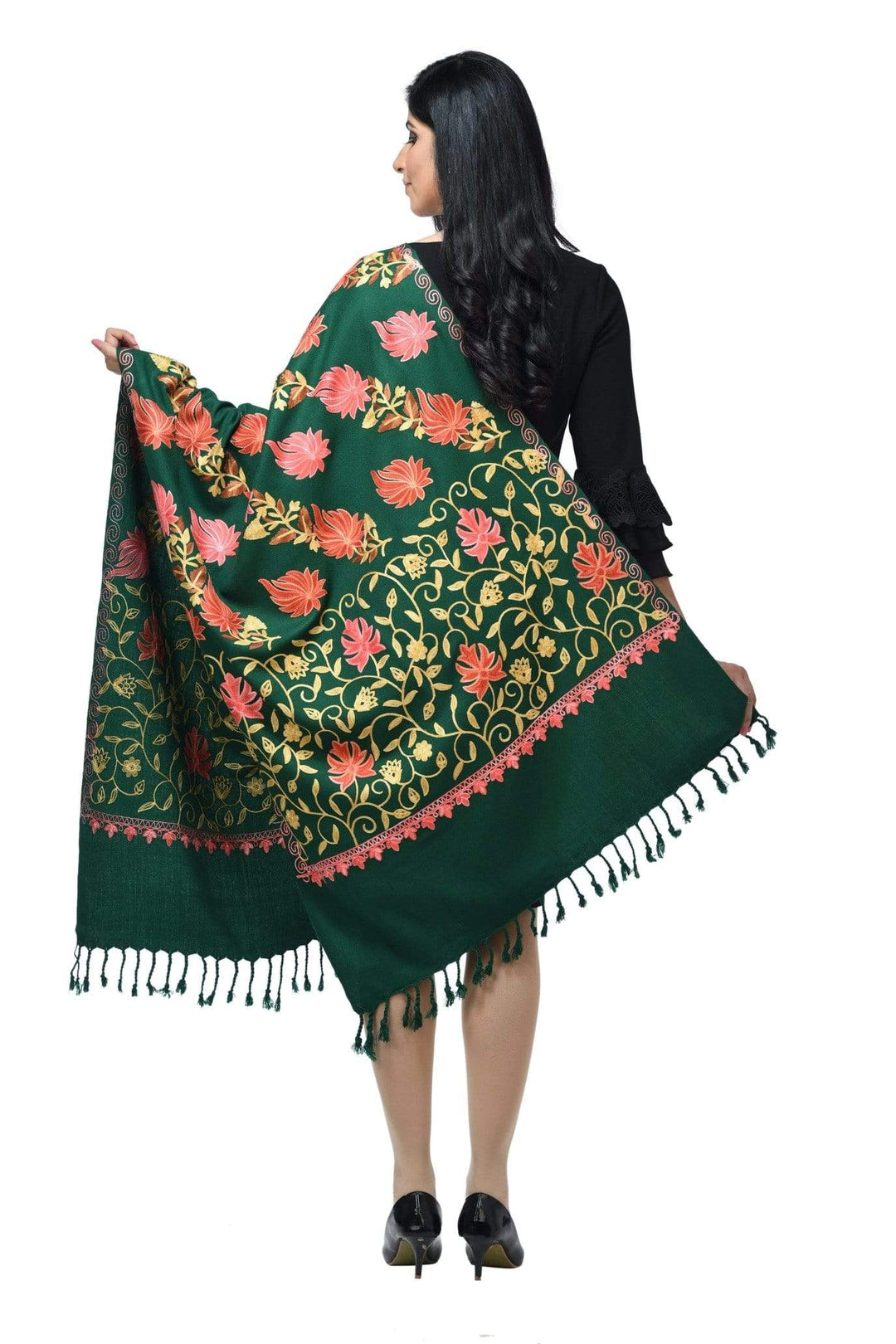 Pashwool 70x200 Pashwool Womens Kashmiri Embroidery Stole, Soft and Warm, Woollen Stole