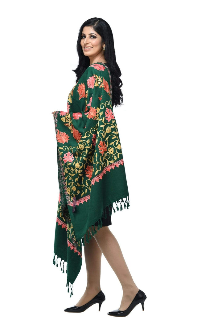 Pashwool 70x200 Pashwool Womens Kashmiri Embroidery Stole, Soft and Warm, Woollen Stole