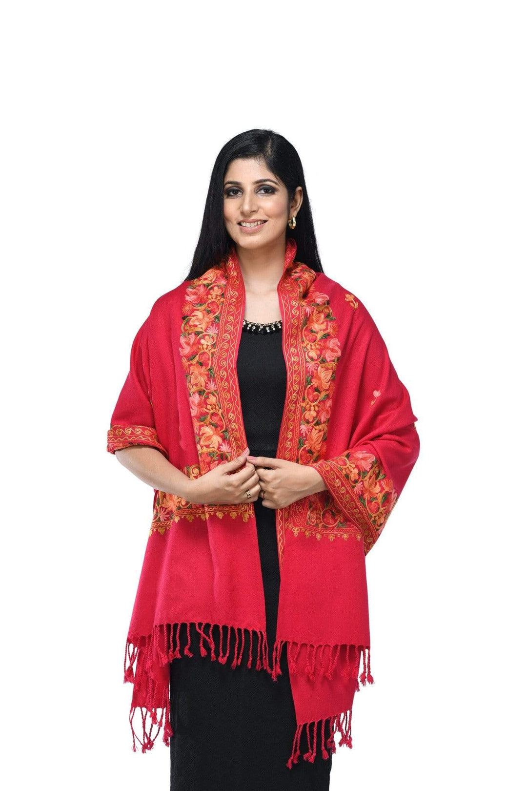 Pashwool 70x200 Pashwool Womens Kashmiri Embroidery Stole, Soft and Warm, Woollen Stole