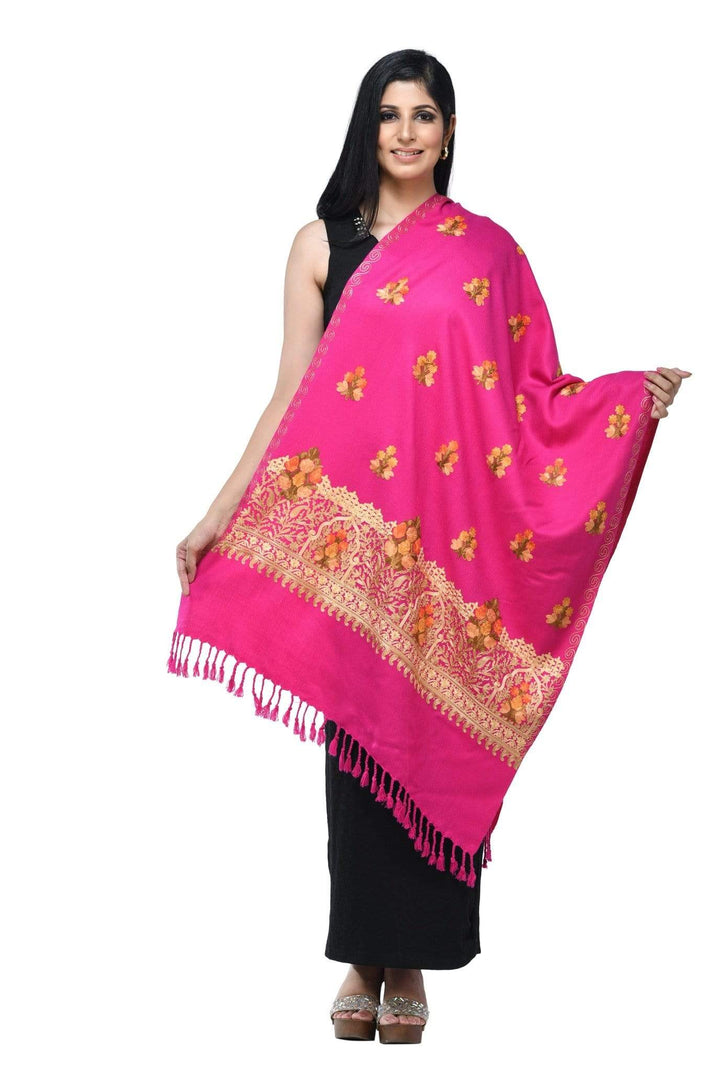 Pashwool 70x200 Pashwool Womens Kashmiri Embroidery Stole, Soft and Warm, Woollen Stole