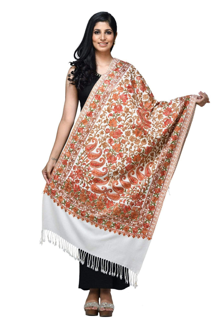 Pashwool 70x200 Pashwool Womens Kashmiri Embroidery Stole, Soft and Warm, Woollen Stole