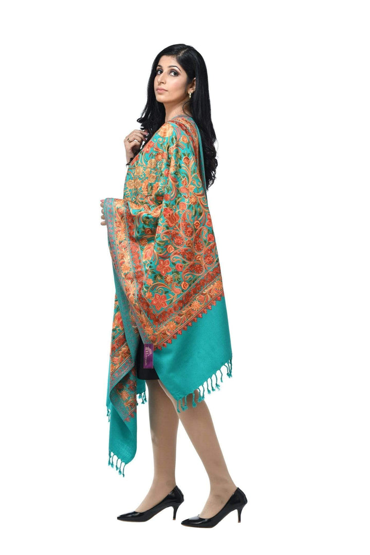 Pashwool 70x200 Pashwool Womens Kashmiri Embroidery Stole, Soft and Warm, Woollen Stole