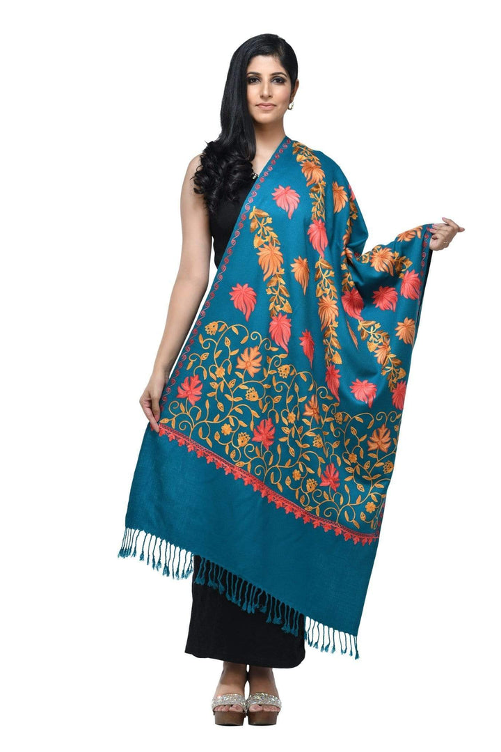 Pashwool 70x200 Pashwool Womens Kashmiri Embroidery Stole, Soft and Warm, Woollen Stole