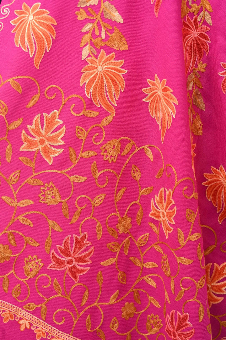Pashwool 70x200 Pashwool Womens Kashmiri Embroidery Stole, Soft and Warm, Woollen Stole, Majenta