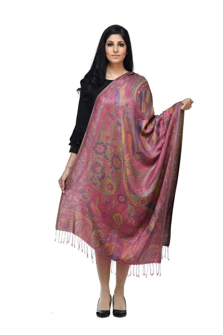 Pashwool 70x200 Pashwool Womens Silky Soft Stole, With Ethnic Weave Design