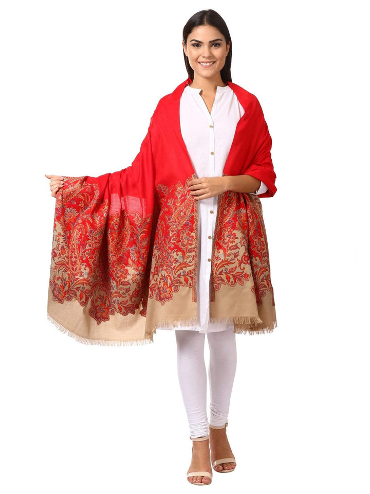 Pashtush Shawl Store Shawl Women's Kashmiri Jacquard Palla Shawl, Soft Faux Pashmina - Red