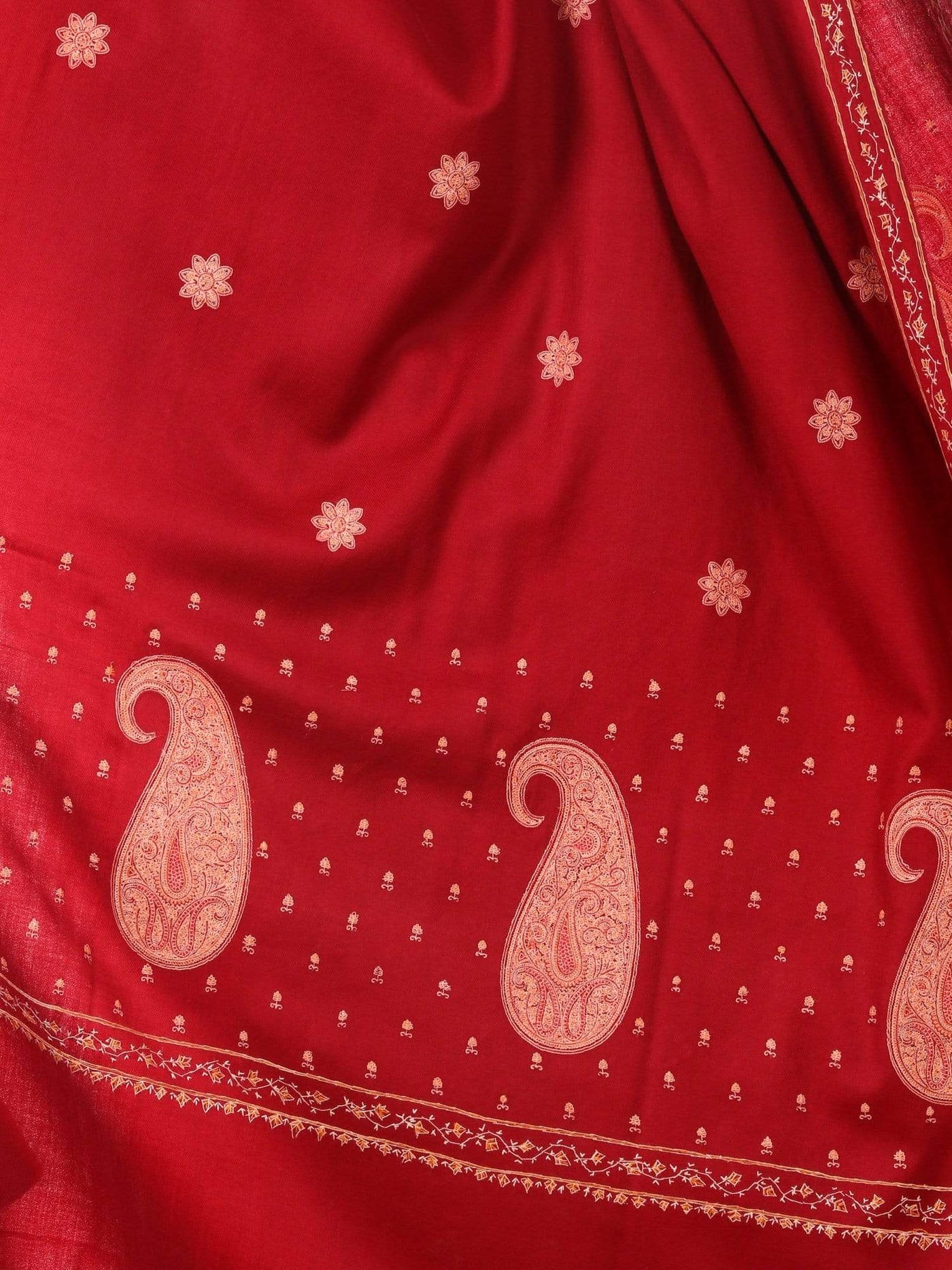 Pashtush Shawl Store Shawl Womens Pure Wool Kashmiri Embroidery Shawl -Maroon