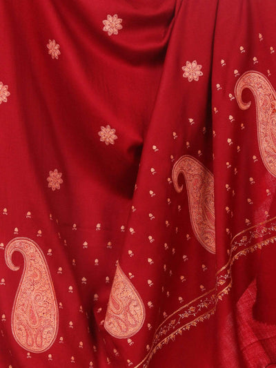 Pashtush Shawl Store Shawl Womens Pure Wool Kashmiri Embroidery Shawl -Maroon