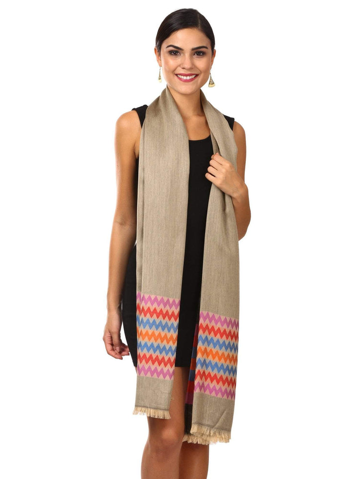 Pashtush Shawl Store Scarf Silky-Pashmina Reversible Scarf - Black and Beige