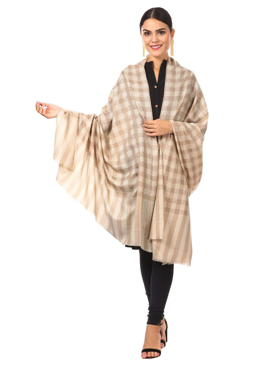Pashtush Shawl Store Shawl Womens Extra Fine Wool Blend Pashmina Shawl,Checkered, Soft and Warm