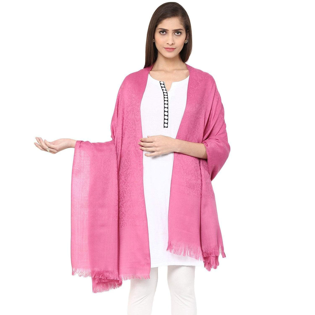Pashtush Store Pashtush Women's Soft Wool Shawl Pink with Jacquard Design
