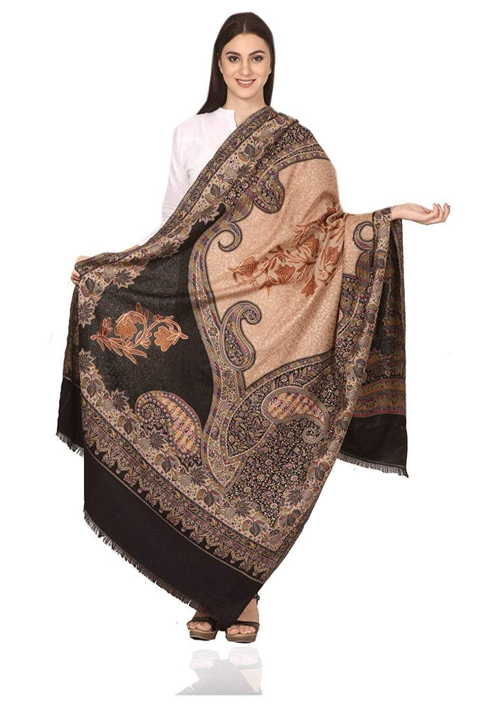 Pashtush Store Pashtush Womens Jamawar Shawl with Aari Embroidery, Silky Threadwork - Soft Faux Pashmina