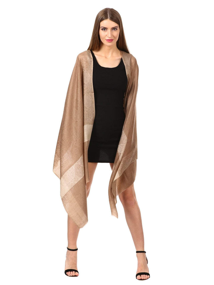 Pashtush Store Scarf Women's Reversible Stole, with Paiseley weave, Nude Beige